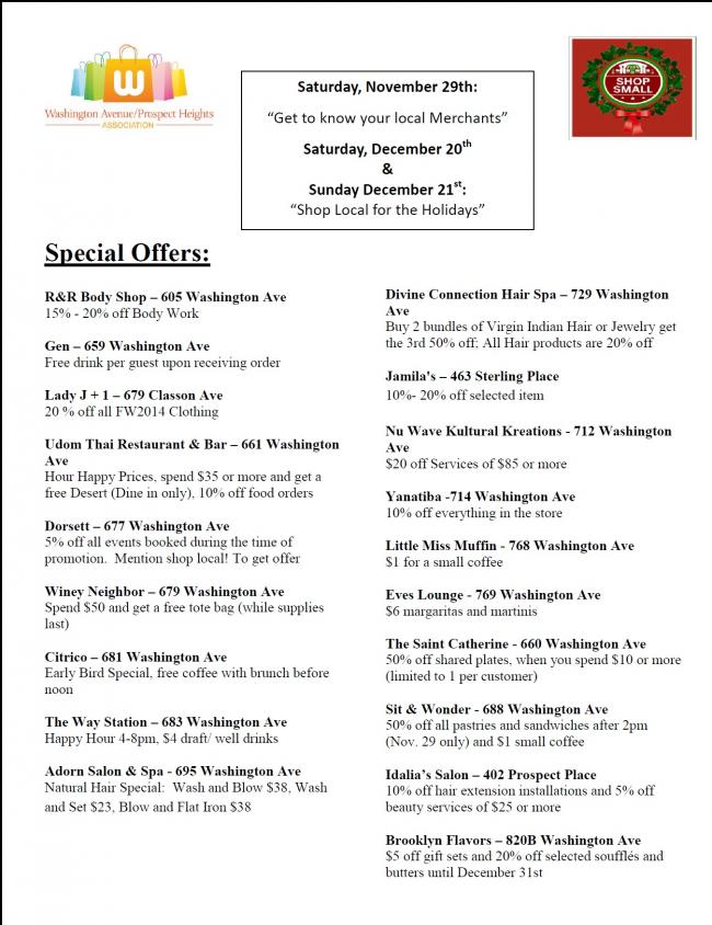 Shop Local Washington Ave Special Offers